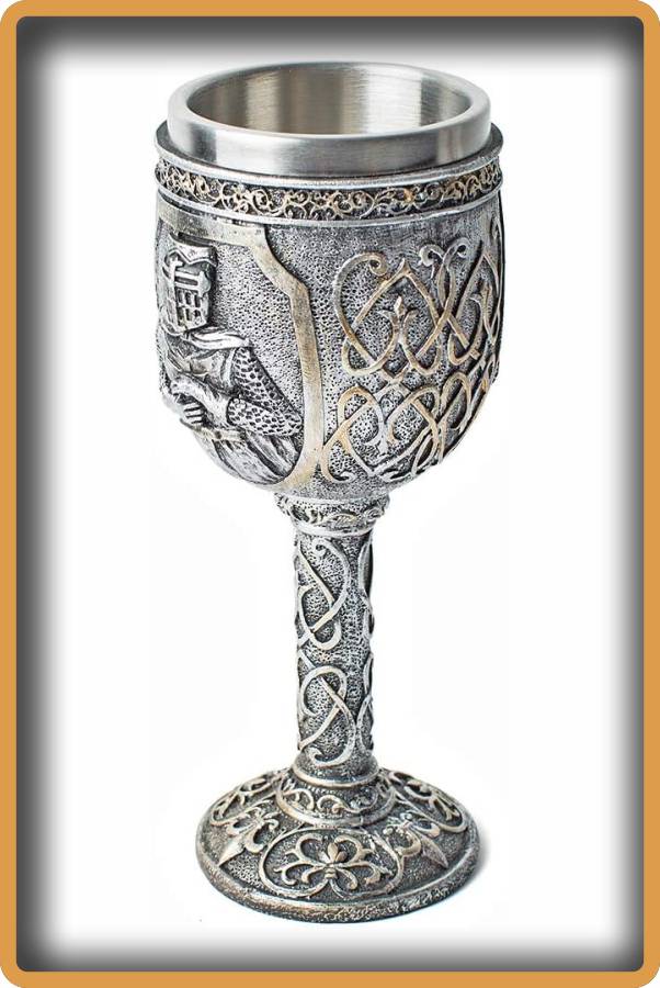 IMAGEN - halloweenesco - copas de vino baratas - Vaso de metal gótico de cáliz de caballero vikingo medieval con anillo - 02