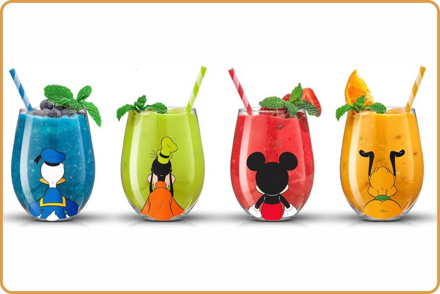 IMAGEN - halloweenesco - copas para vino - JoyJolt Disney Mickey Mouse Squad - Vasos Juego de 4 vasos de vino sin tallo - 02