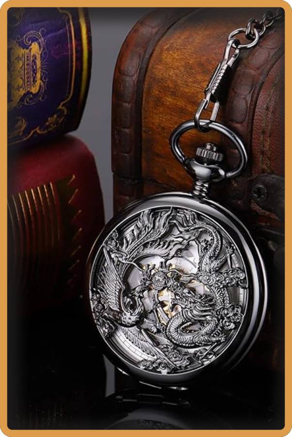 IMAGEN halloweenesco reloj de bolsillo ManChDa Relojes mecanicos antiguos de bolsillo para hombre 02