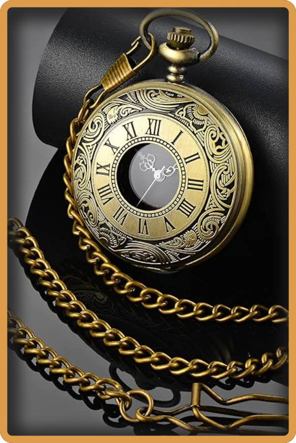 IMAGEN halloweenesco reloj de bolsillo para hombre LYMFHCH Reloj de bolsillo clasico con numeros romanos a escala de cuarzo con cadena 02