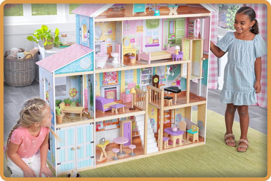 IMAGEN halloweenesco KidKraft Grand View Mansion Wooden Dollhouse 04