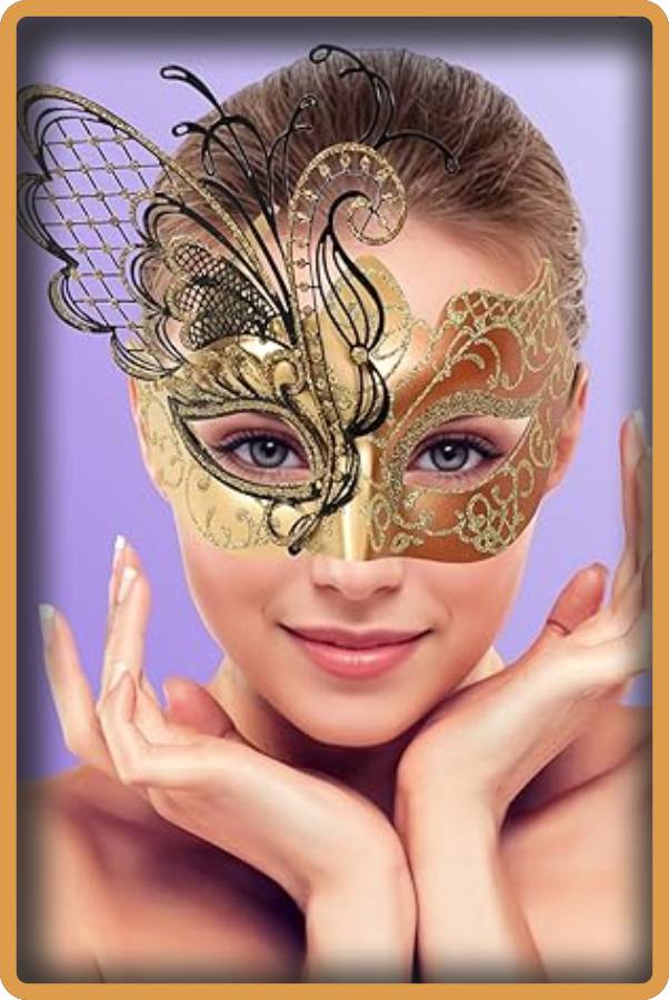 IMAGEN - halloweenesco - V2 - Mascara de Halloween para Mujer - Ubauta Various Butterfly Rhinestone Metal Venetian Women Mask for Masquerade Sexy Costume Ball Wedding - 05