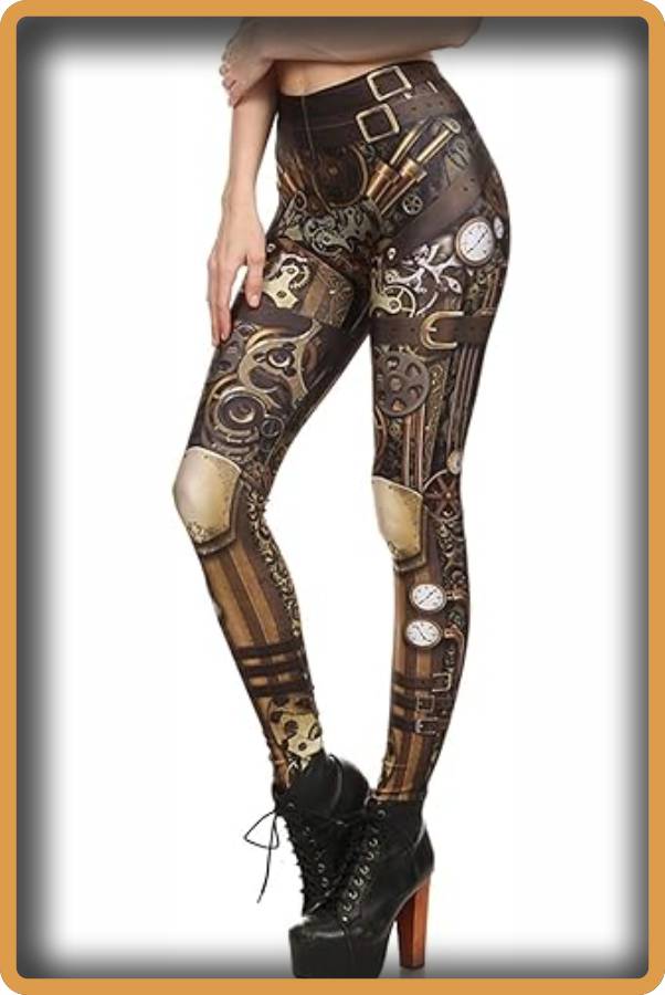 IMAGEN - halloweenesco - V2 - Ropa Steampunk para Mujer - moda steampunk mujer - color cosplayer Steampunk - Leggings retro para mujer - 05