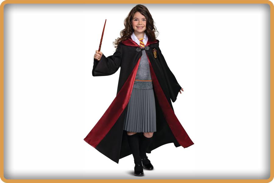 IMAGEN - halloweenesco - V2 - disfraces de Halloween para niña - trajes de Halloween para niñas - Harry Potter - Disfraz de Hermione Granger Deluxe para niñas Negro y Rojo - 05