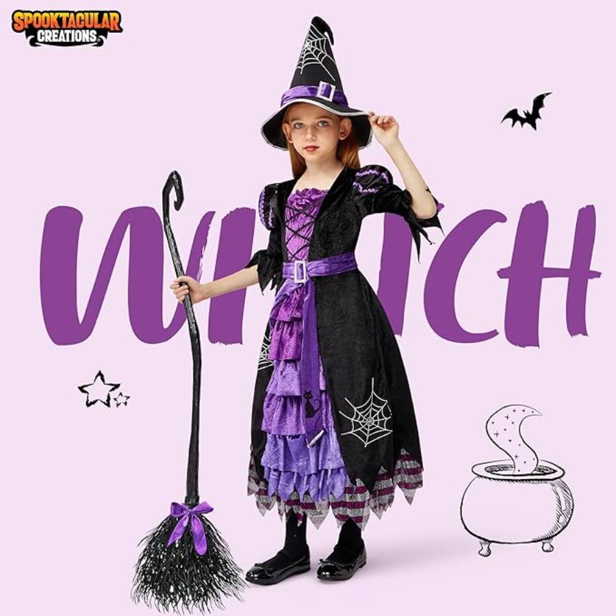 IMAGEN - halloweenesco - V2 - disfraces de Halloween para niña - trajes de Halloween para niñas - Juego Spooktacular Creations de lindo disfraz de bruja de cuento para niñas - 07