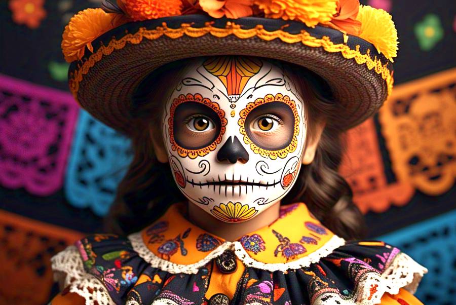 IMAGEN - halloweenesco - V2 - el día de los muertos en México - celebración de día de muertos - disfraz para niñas - 05