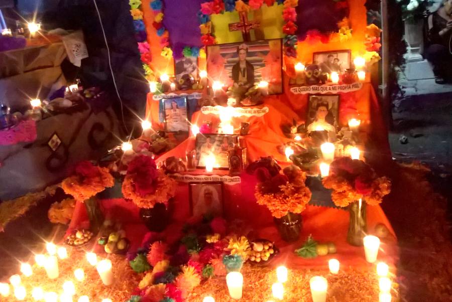 Altar de Día de Muertos 🕯️💀🌼 ¡El Encuentro Místico con el Más Allá! 50 IMAGEN - halloweenesco - V2 - Altar de Muertos - Altar de Día de Muertos - Altar de día de muertos dedicada a Frida Kahlo en el cementerio municipal de Orizaba - 05