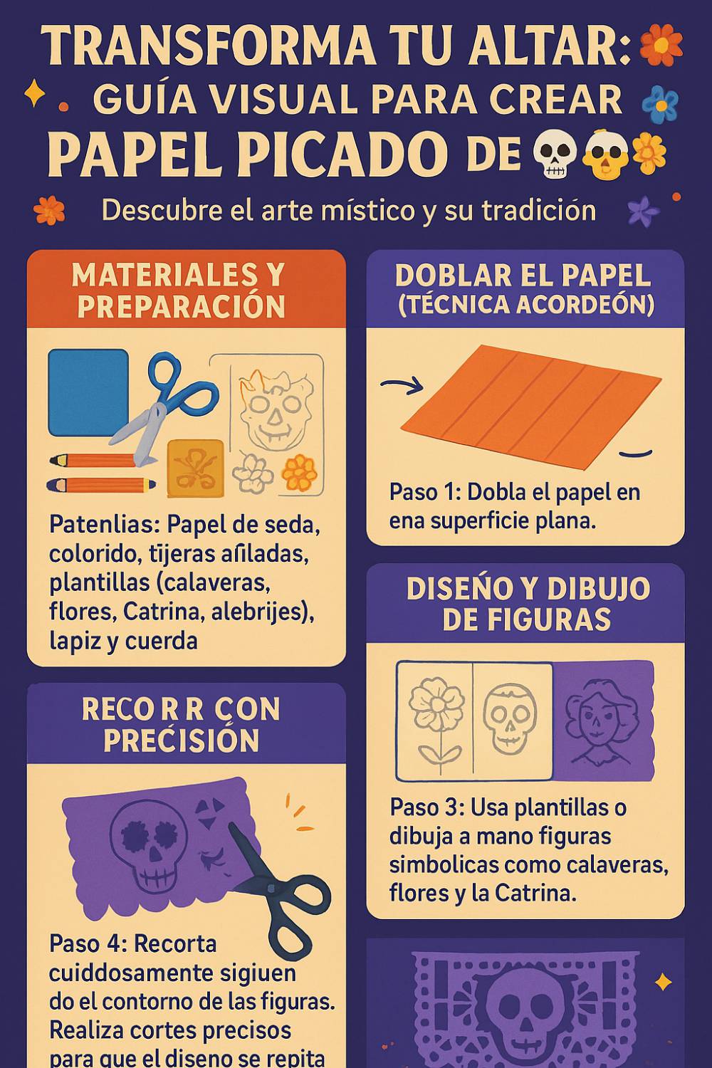 El Arte y el Misterio del Papel Picado de Día de Muertos 🌟 🎉 ¡Conoce Cada Detalle! 44 IMAGEN - halloweenesco - V2 - Papel Picado de Dia de Muertos - como hacer papel picado para dia de muertos - 10
