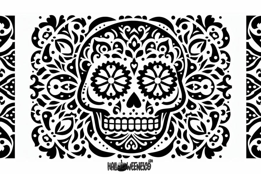 El Arte y el Misterio del Papel Picado de Día de Muertos 🌟 🎉 ¡Conoce Cada Detalle! 54 IMAGEN - halloweenesco - V2 - Papel Picado de Dia de Muertos - como hacer papel picado para dia de muertos - Plantilla - 08