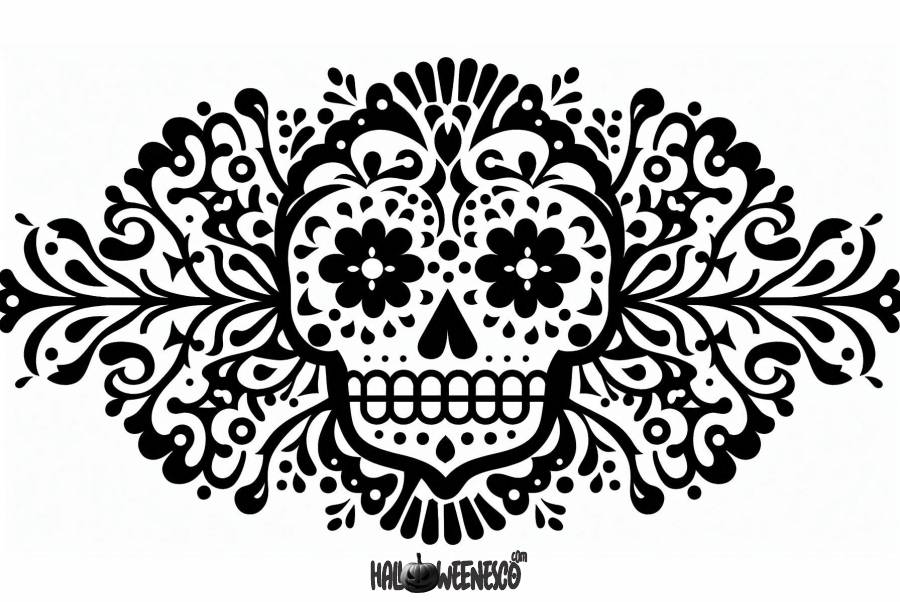 El Arte y el Misterio del Papel Picado de Día de Muertos 🌟 🎉 ¡Conoce Cada Detalle! 53 IMAGEN - halloweenesco - V2 - Papel Picado de Dia de Muertos - como hacer papel picado para dia de muertos - Plantilla - 09