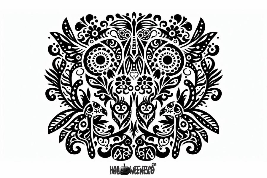 El Arte y el Misterio del Papel Picado de Día de Muertos 🌟 🎉 ¡Conoce Cada Detalle! 49 IMAGEN - halloweenesco - V2 - Papel Picado de Dia de Muertos - como hacer papel picado para dia de muertos - Plantilla - 13