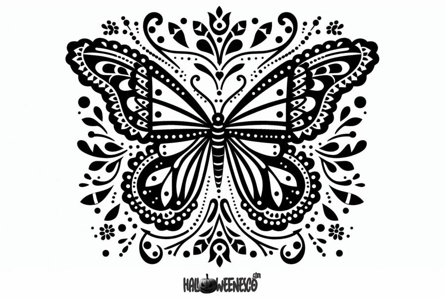 El Arte y el Misterio del Papel Picado de Día de Muertos 🌟 🎉 ¡Conoce Cada Detalle! 48 IMAGEN - halloweenesco - V2 - Papel Picado de Dia de Muertos - como hacer papel picado para dia de muertos - Plantilla - 14