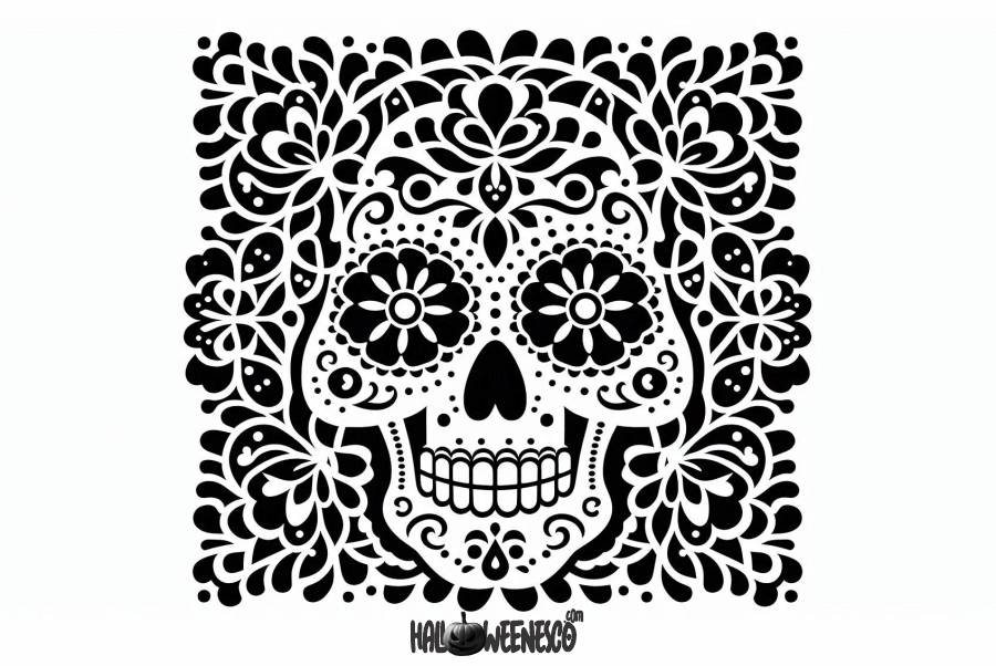 El Arte y el Misterio del Papel Picado de Día de Muertos 🌟 🎉 ¡Conoce Cada Detalle! 46 IMAGEN - halloweenesco - V2 - Papel Picado de Dia de Muertos - como hacer papel picado para dia de muertos - Plantilla - 16