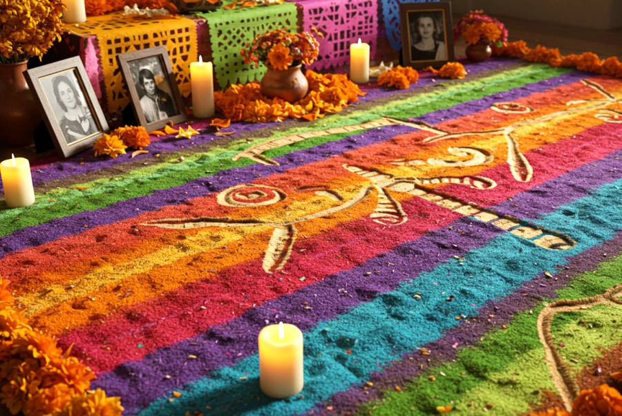 IMAGEN - halloweenesco - V2 - Que Significa la Tierra en el Altar de Muertos - Aserrín de Colores para Altar Para Hacer Caminos de aserrín Alguna Cruz y Figuras Decorativas - 05